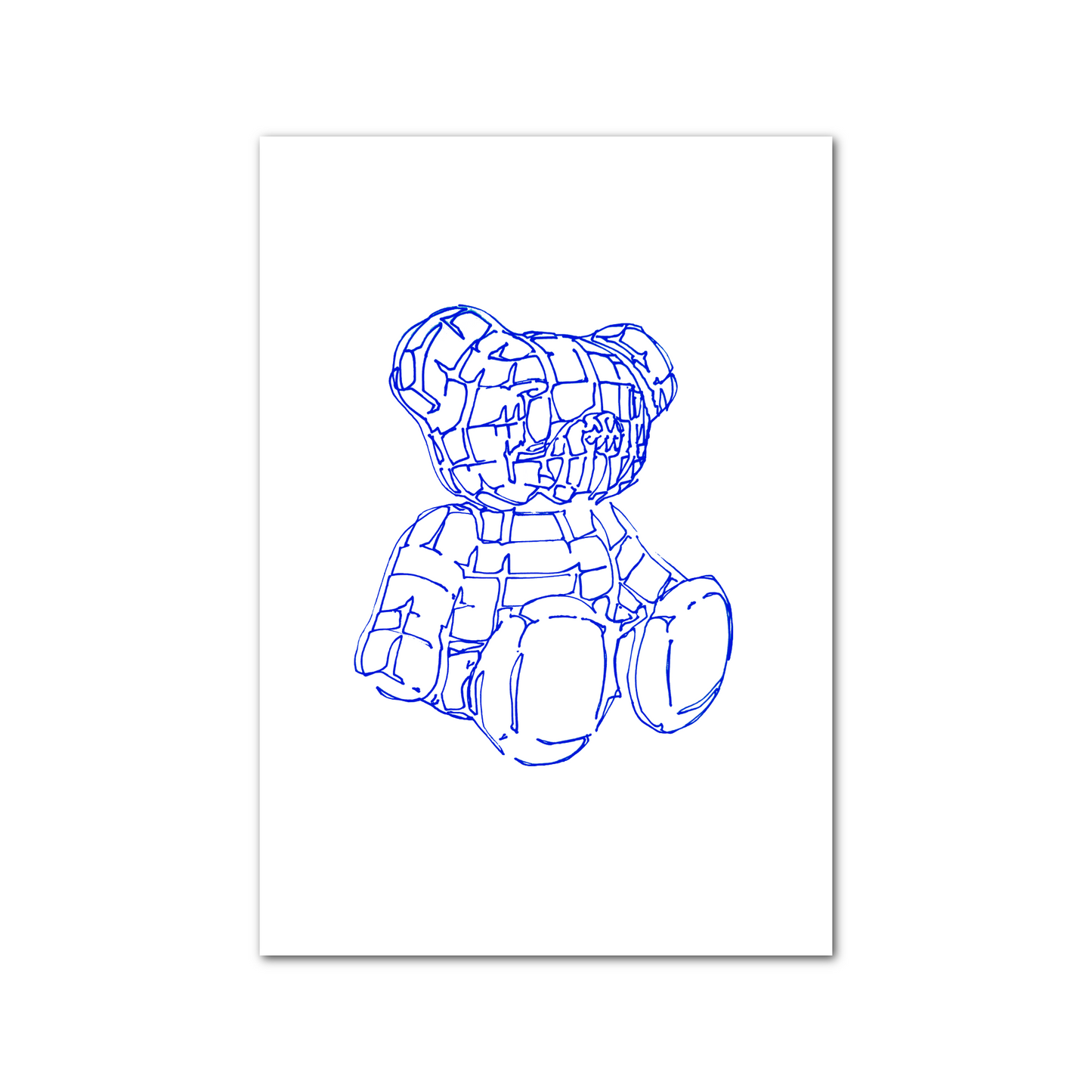 Plotter Teddy Bear A4 Art: Blue Version