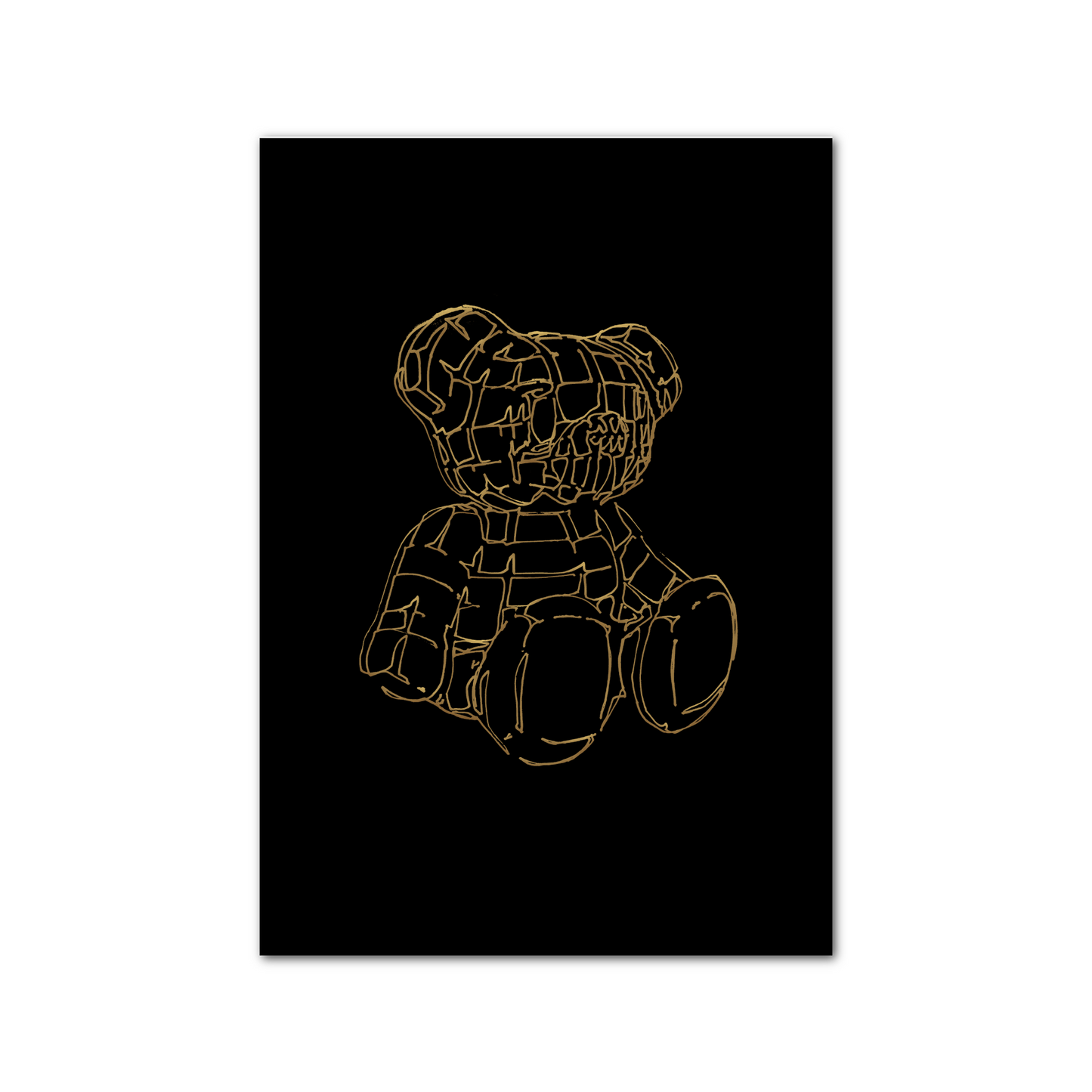 Plotter Embossed Teddy Bear A4 Art: Gold on Black Version