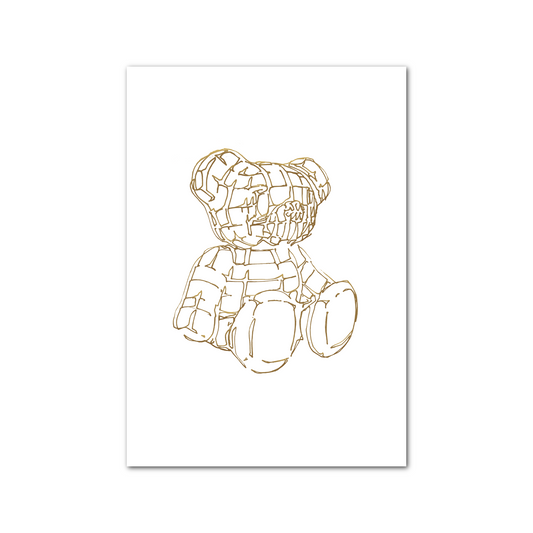 Plotter Embossed Teddy Bear A4 Art: Gold on White Version
