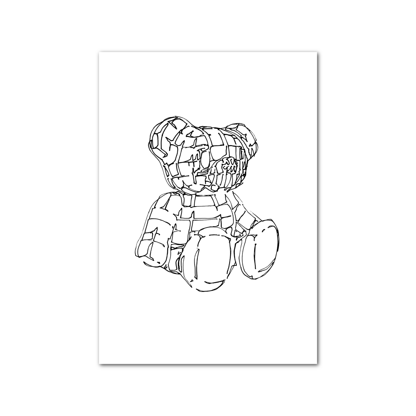 Plotter Teddy Bear A4 Art: Black Version