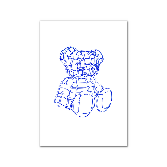 Plotter Teddy Bear A4 Art: Blue Version